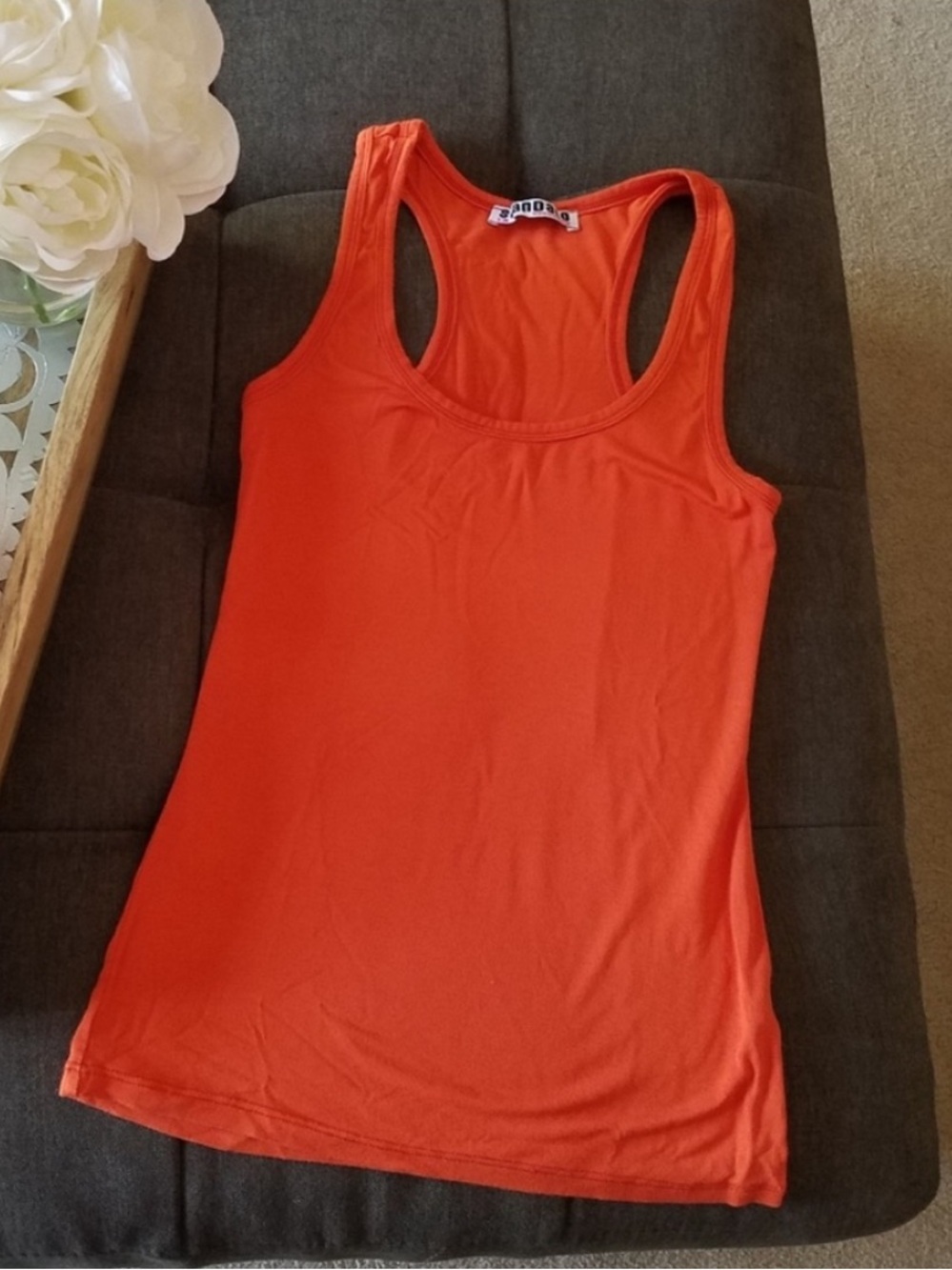 Fitted Racerback Tank Top in a Pumpkin Orange Color from Greece